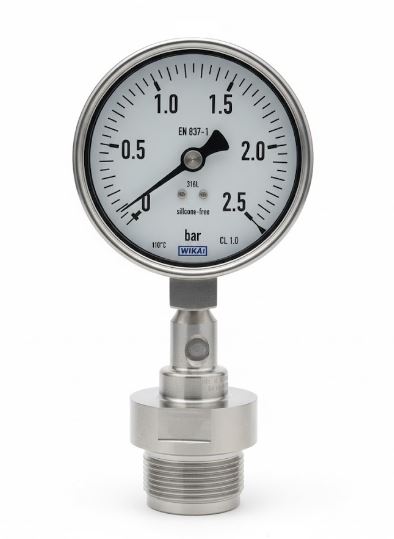 233.50.100 Manomètre avec membrane hydraulique de séparation WIKA 2,5bar Item 9934.01 - Inox - sans silicone 