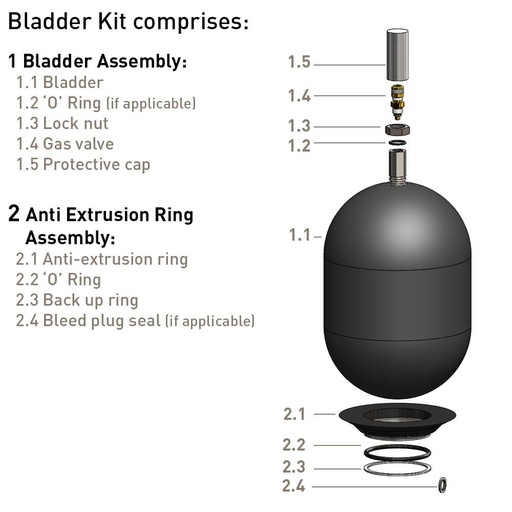 3700A-00 BLADDER KIT 37.0L 1/4" BSP STD